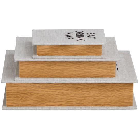 Light Gray Eat Drink Nap Linen Storage Book Box Set
